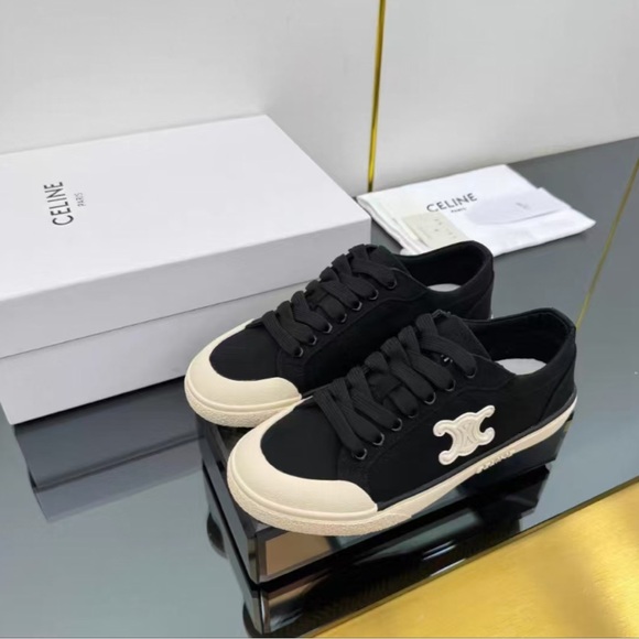 Celine Shoes - Celine Black and Cream Casual Sneakers
